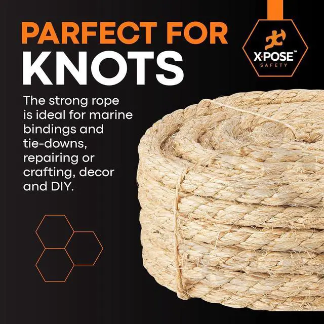 Alt view image 5 of 7 - 1/4" x 50ft Sisal Rope Natural Fiber Twisted Sisal, Chemical-Free Rope for Cat Scratching Post Repair, Cat Tree, Crafts, Gardening & DIY Projects