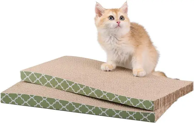 Main image of Cat Scratcher Cardboard Scratching Pads Scratch with Catnip 2PCS Reversible Corrugated Cardboard