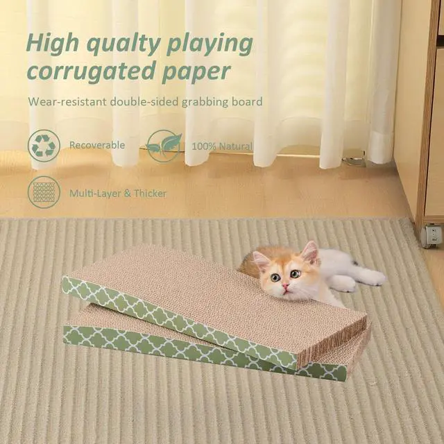 Alt view image 4 of 6 - Cat Scratcher Cardboard Scratching Pads Scratch with Catnip 2PCS Reversible Corrugated Cardboard