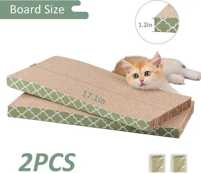 Alt view image 3 of 6 - Cat Scratcher Cardboard Scratching Pads Scratch with Catnip 2PCS Reversible Corrugated Cardboard