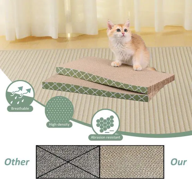 Alt view image 5 of 6 - Cat Scratcher Cardboard Scratching Pads Scratch with Catnip 2PCS Reversible Corrugated Cardboard