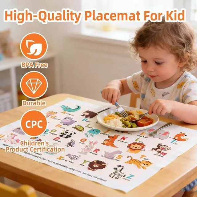 Alt view image 2 of 7 - 60 Pack Disposable Placemats for Baby & Toddlers, 12" x 18"
