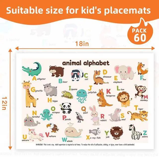 Alt view image 5 of 7 - 60 Pack Disposable Placemats for Baby & Toddlers, 12" x 18"