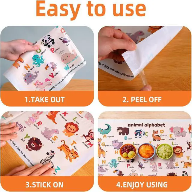 Alt view image 7 of 7 - 60 Pack Disposable Placemats for Baby & Toddlers, 12" x 18"
