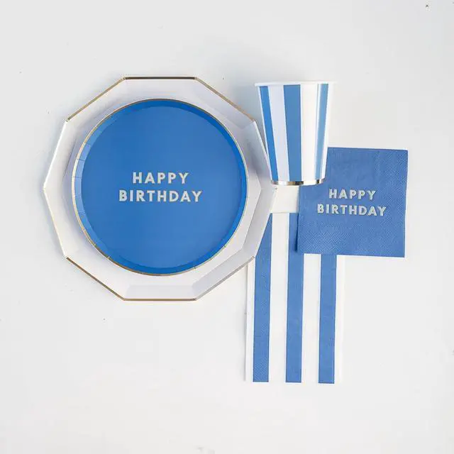 Alt view image 7 of 7 - Bonjour Fête Bright Blue Cabana Stripe Guest Towels | 3-Ply Fancy Large Napkins for Holiday & Birthday Decorations | Premium Party Table Decor | Elegant Party Supplies | Pack of 20, 1/6 Folded