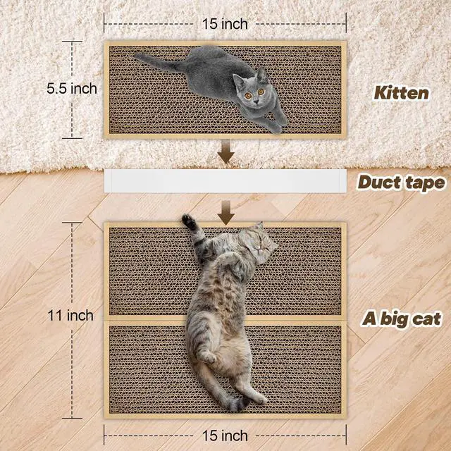 Alt view image 3 of 7 - Splicing Cat Scratch Pad: Cat Scratchers for Indoor Cats and Kitten, 2 Pack Cat Scratching Pad, Cat Scratcher Cardboard, Cat Scratching Pad, Premium Scratch from Cats, Double-Sided Design | Cat Scratc