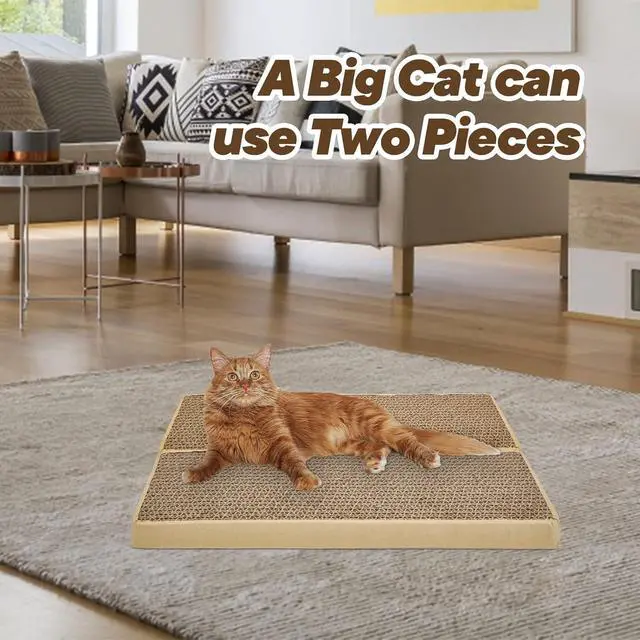 Alt view image 6 of 7 - Splicing Cat Scratch Pad: Cat Scratchers for Indoor Cats and Kitten, 2 Pack Cat Scratching Pad, Cat Scratcher Cardboard, Cat Scratching Pad, Premium Scratch from Cats, Double-Sided Design | Cat Scratc