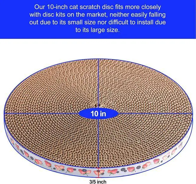 Alt view image 3 of 7 - Round Cat Scratcher Pad 10 inch Diameter 3/5 inch Thickness Scratch Replacement Cardboard Cat Scratcher Refill Scratching Board Cat scratchers for Indoor Cats(1 Pc)