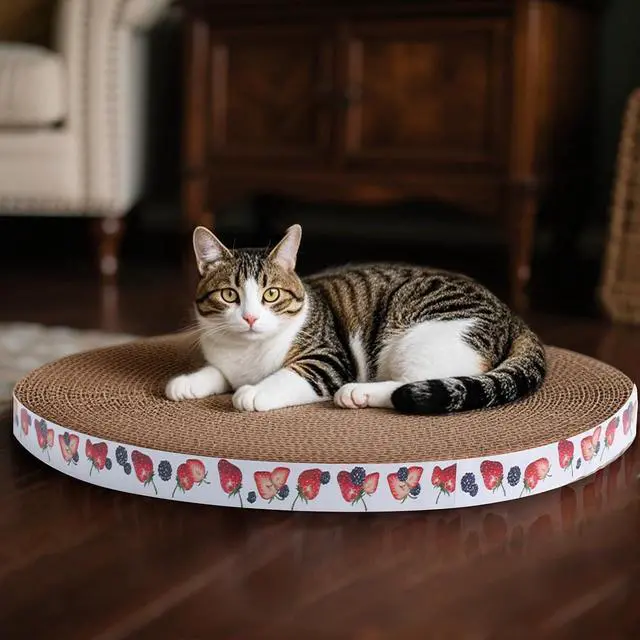 Alt view image 6 of 7 - Round Cat Scratcher Pad 10 inch Diameter 3/5 inch Thickness Scratch Replacement Cardboard Cat Scratcher Refill Scratching Board Cat scratchers for Indoor Cats(1 Pc)