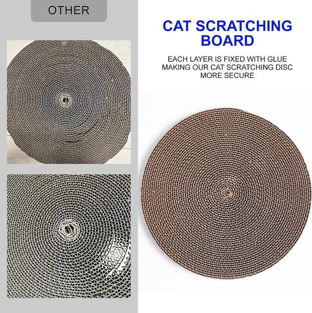 Alt view image 5 of 7 - Round Cat Scratcher Refill 10 inch Diameter 3/5 Inch Thickness Circle Scratcher Replacement Scratcher Pads for Indoor Cats Scratching Cardboard (1 Pc)