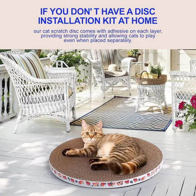 Alt view image 4 of 7 - Round Cat Scratcher Pad 10 inch Diameter 3/5 inch Thickness Scratch Replacement Cardboard Cat Scratcher Refill Scratching Board Cat scratchers for Indoor Cats(1 Pc)