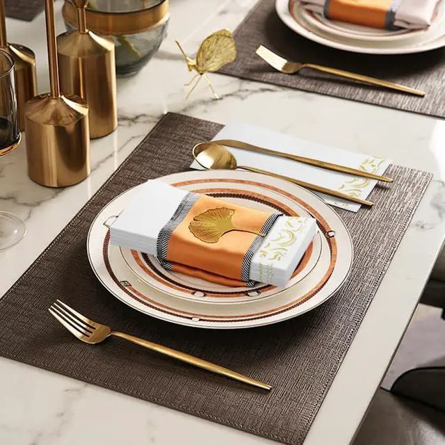 Alt view image 6 of 7 - 100Pack Disposable Paper Napkins, Dinner Napkins with Gold Trim for Guests, Paper Hand Towels for Bathroom Guest Towels, Soft Absorbent Party Napkin for Graduation Wedding Kitchen Guestrooms Restrooms