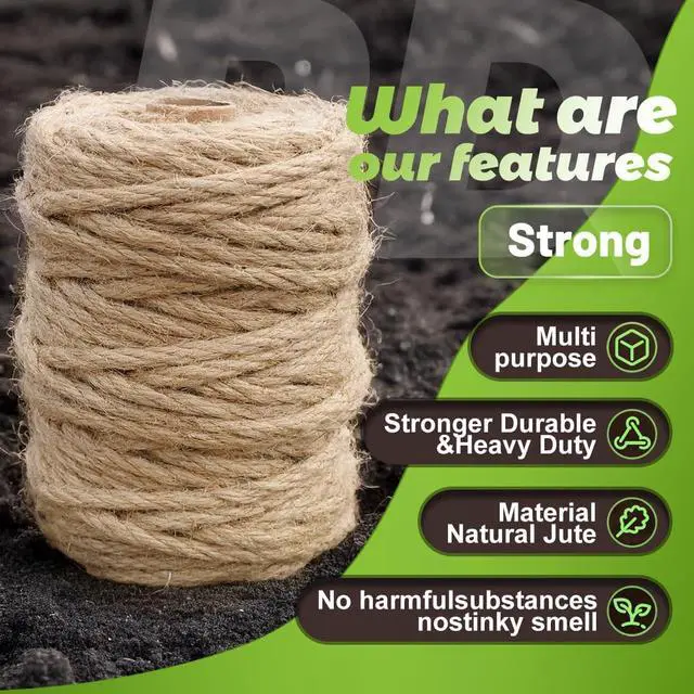 Alt view image 7 of 7 - Jute Rope 5MM x 150FT 6Ply Twisted Rope for Crafts Projects Cat Scratcher Scratching Post Tree Gift Wrapping Home Decoration Packing Christmas Twine Bulk (Brown 5mm* 150ft)
