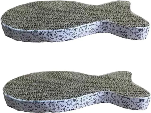 Main image of 2Pcs Cat Scratching Board Premium Scratch Textures Cardboard Anti-Scratch Stress Relieve Indeformable Fish Self-Adhesive Scratching Board, Cat Scratching Pads (28×15×2.5 cm)