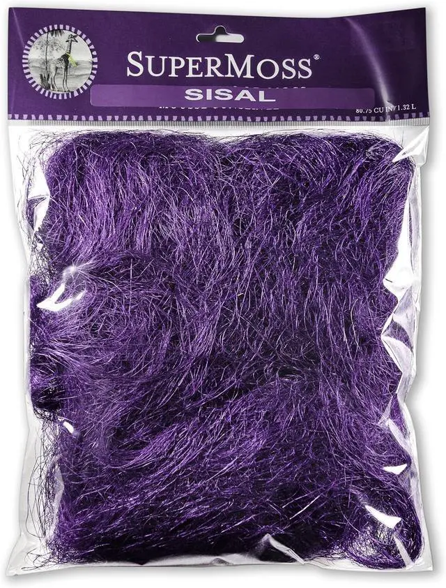 Main image of 29967) Natural Sisal Fiber Strands | Decorative Basket Filler, Gift Box Shred, Craft Twine & Vase Decor | Perfect for Cat Toys, Indoor Plants, and Floral Arrangements, 108 Cu in, Purple