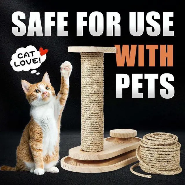 Alt view image 6 of 7 - Twisted Sisal Rope 1/4" x 50ft - All Natural Chemical Free, Cat Tree Rope Twine for Scratching Post Repair, Replacement, and Crafts Gardening Home Decorating