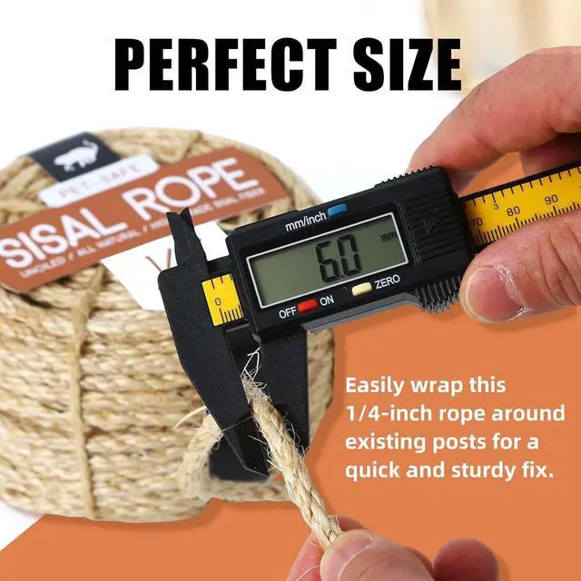 Alt view image 7 of 7 - Twisted Sisal Rope 1/4" x 50ft - All Natural Chemical Free, Cat Tree Rope Twine for Scratching Post Repair, Replacement, and Crafts Gardening Home Decorating