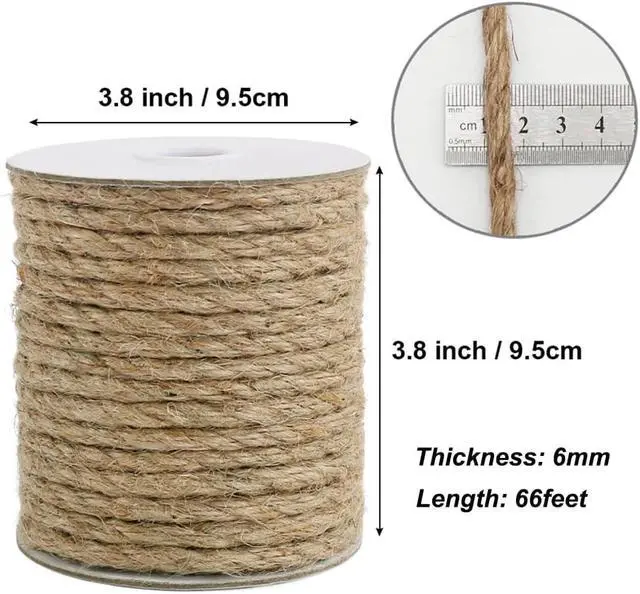 Alt view image 3 of 7 - 6mm Jute Rope, 66 Feet Natural Heavy Duty Brown Twine for Crafts, Cat Scratching Post, Gardening, Bundling and Hanging