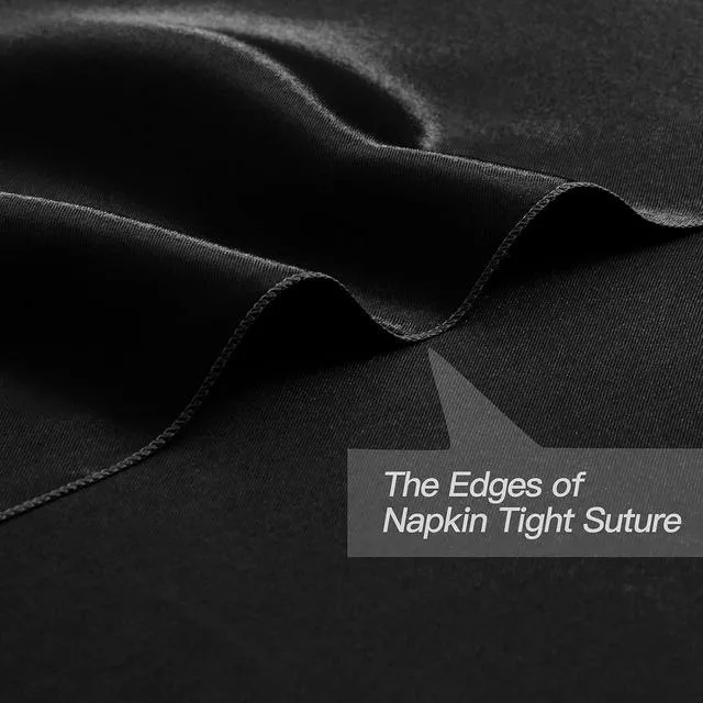 Alt view image 3 of 7 - 12 Pcs Black Satin Napkins 17 x 17 Inch, Satin Cloth Napkins