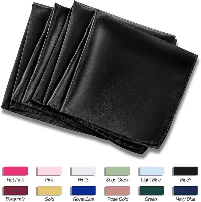 Alt view image 6 of 7 - 12 Pcs Black Satin Napkins 17 x 17 Inch, Satin Cloth Napkins