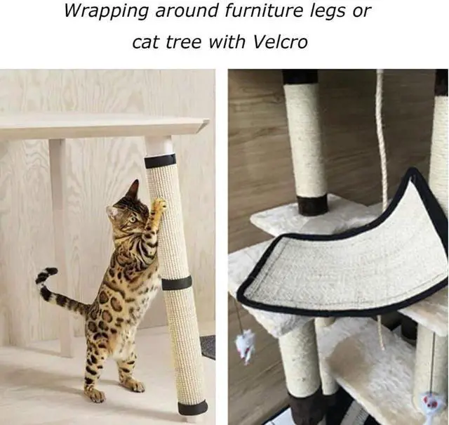 Alt view image 5 of 7 - HAOZAIKEJI Cat Scratcher Mat Sofa Protector Natural Sisal Cat Scratching Mat Cat Scratch Couch Cover Heavy Duty Couch Guard Easy Installation Scratch Pad for Grinding Claws Protecting Furniture
