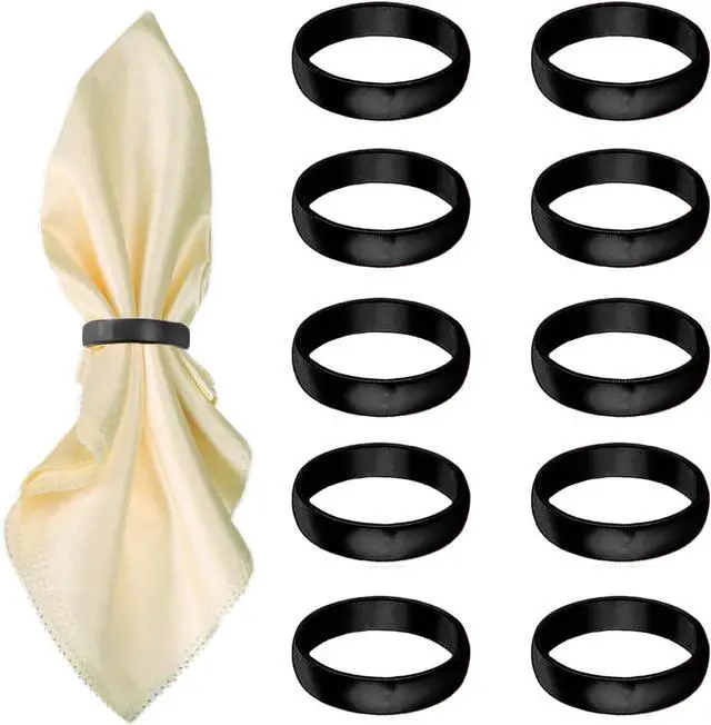 Main image of Black Napkin Rings-10 Pcs Stainless Steel Napkin Rings | Metal Napkin Ring for Table Settings Wedding Christmas Party Dinner Table
