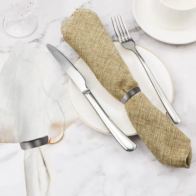 Alt view image 5 of 6 - Black Napkin Rings-10 Pcs Stainless Steel Napkin Rings | Metal Napkin Ring for Table Settings Wedding Christmas Party Dinner Table