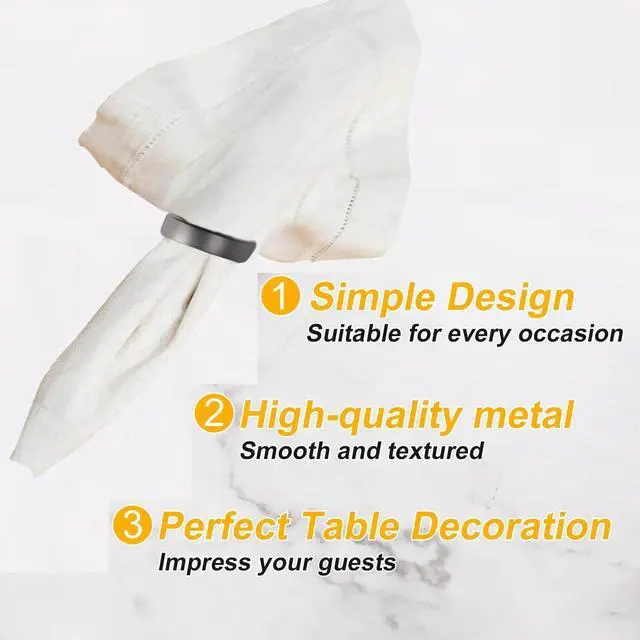 Alt view image 6 of 6 - Black Napkin Rings-10 Pcs Stainless Steel Napkin Rings | Metal Napkin Ring for Table Settings Wedding Christmas Party Dinner Table