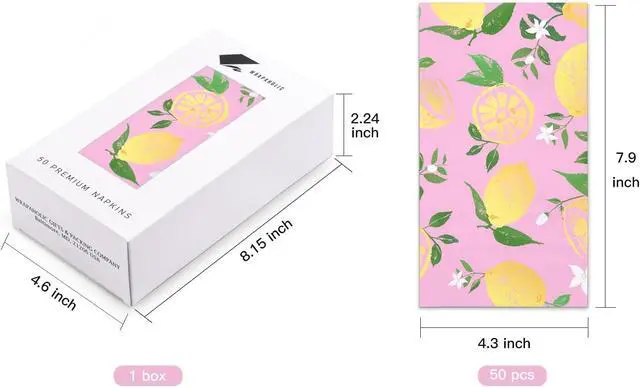 Alt view image 2 of 7 - 50Pcs Lemon Napkins - 3-Ply Guest Disposable Hand Towels for Bathroom, Wedding Holiday Anniversary Birthday Party Bridal Baby Shower - 4.3 x 7.9 In