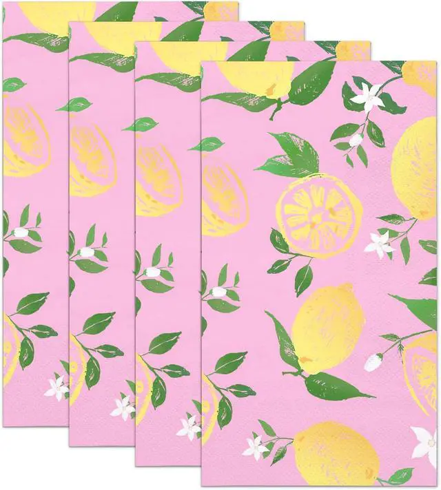 Alt view image 3 of 7 - 50Pcs Lemon Napkins - 3-Ply Guest Disposable Hand Towels for Bathroom, Wedding Holiday Anniversary Birthday Party Bridal Baby Shower - 4.3 x 7.9 In