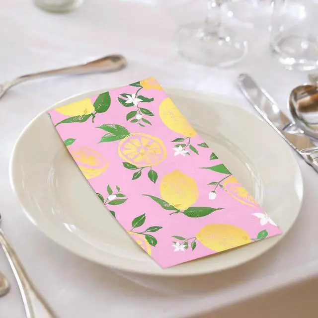 Alt view image 4 of 7 - 50Pcs Lemon Napkins - 3-Ply Guest Disposable Hand Towels for Bathroom, Wedding Holiday Anniversary Birthday Party Bridal Baby Shower - 4.3 x 7.9 In