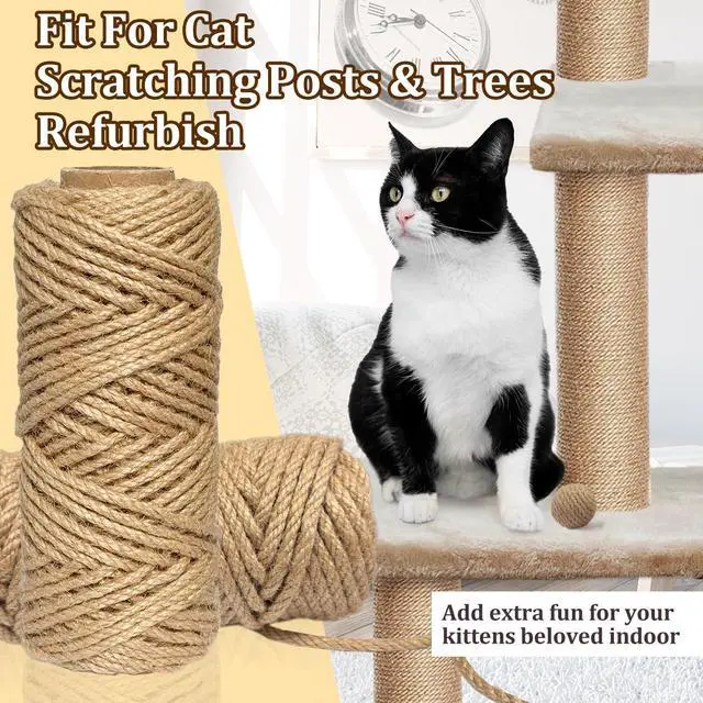 Alt view image 5 of 7 - Natural Sisal Rope for Cat Scratcher,1/6 inch,164Ft,Natural Jute Rope for Cat Scratcher Repair and DIY Tree, Recovering, Hemp Twine Rope for Cat Scratching Post Tower Replacement with Chew Toy