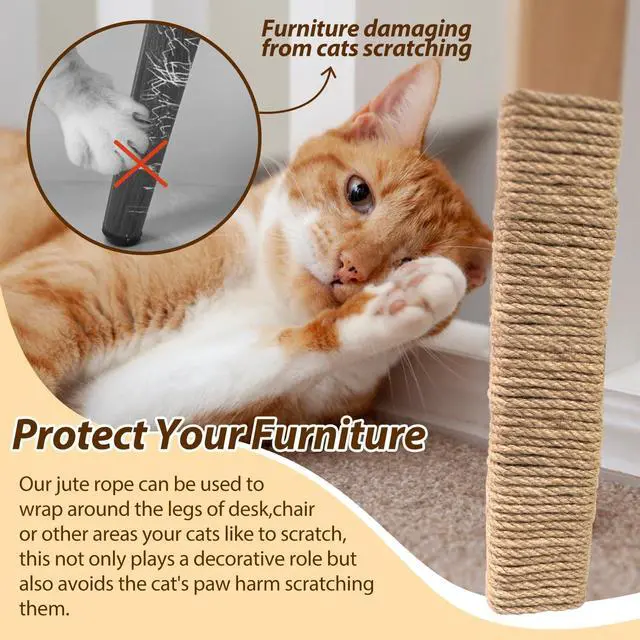 Alt view image 6 of 7 - Natural Sisal Rope for Cat Scratcher,1/6 inch,164Ft,Natural Jute Rope for Cat Scratcher Repair and DIY Tree, Recovering, Hemp Twine Rope for Cat Scratching Post Tower Replacement with Chew Toy