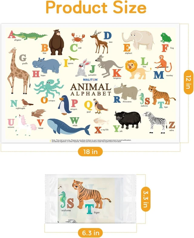 Alt view image 3 of 7 - Disposable Placemats for Baby & Toddlers - Stick-On Table Mats for Restaurants, Travel With 4 Designs - Kids' Placemats (Individual Package)