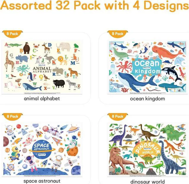 Alt view image 4 of 7 - Disposable Placemats for Baby & Toddlers - Stick-On Table Mats for Restaurants, Travel With 4 Designs - Kids' Placemats (Individual Package)