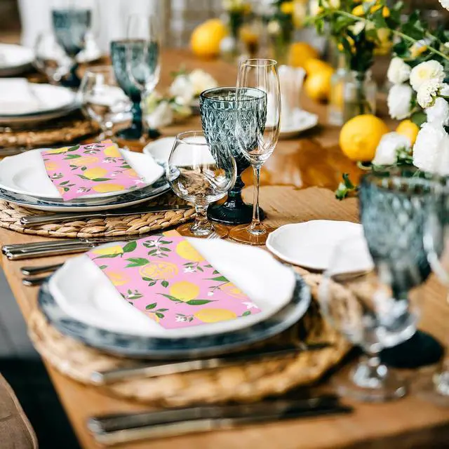 Alt view image 7 of 7 - 50Pcs Lemon Napkins - 3-Ply Guest Disposable Hand Towels for Bathroom, Wedding Holiday Anniversary Birthday Party Bridal Baby Shower - 4.3 x 7.9 In