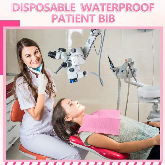 Alt view image 2 of 7 - 50 PCS Pink Dental Bibs Disposable Nail Art Table Mats Foldable Nail Paper Towels, 3 Ply Disposable Dentist Napkins Patient Bibs Tattoo Bibs Sheets for Salon Manicure Tattoo Dental Clinic
