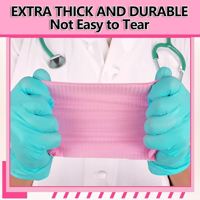 Alt view image 7 of 7 - 50 PCS Pink Dental Bibs Disposable Nail Art Table Mats Foldable Nail Paper Towels, 3 Ply Disposable Dentist Napkins Patient Bibs Tattoo Bibs Sheets for Salon Manicure Tattoo Dental Clinic
