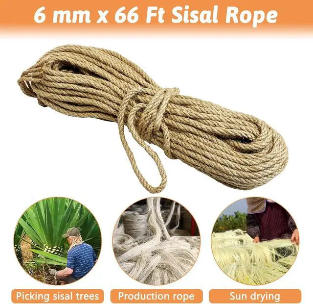 Alt view image 2 of 7 - Cat Natural Sisal Rope for Scratching Post, 6 mm 66 Ft | Hemp Rope, Tree Replacement, Repairing, Cat Tree and Tower