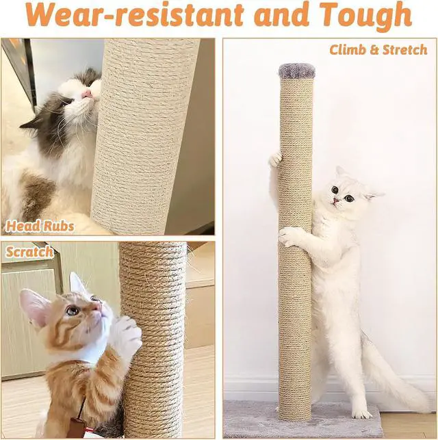 Alt view image 3 of 7 - Cat Natural Sisal Rope for Scratching Post, 6 mm 66 Ft | Hemp Rope, Tree Replacement, Repairing, Cat Tree and Tower
