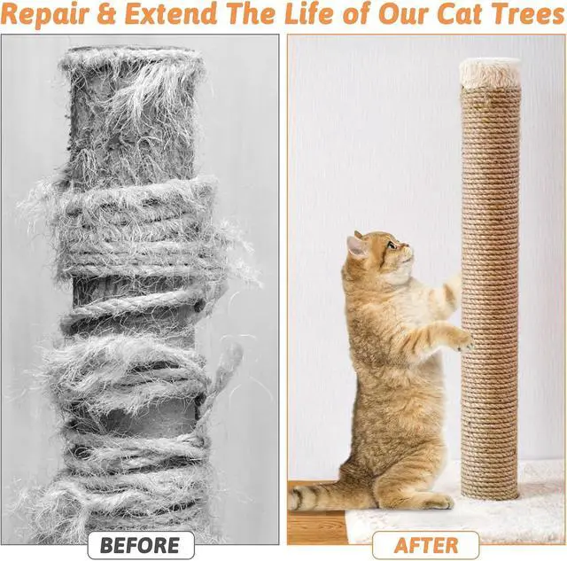 Alt view image 4 of 7 - Cat Natural Sisal Rope for Scratching Post, 6 mm 66 Ft | Hemp Rope, Tree Replacement, Repairing, Cat Tree and Tower