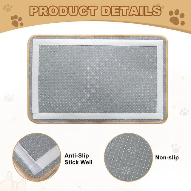 Alt view image 3 of 7 - Cat Scratching Mat Sisal, Sisal Fabric Large Pet Scratching Pad for Indoor Cats with Adhesive Hook Loop Tape, Cat Scratching Rug Wall Scratchers (1pcs(11x13.8in))