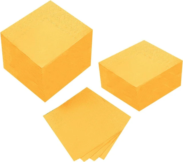 Main image of 100 Pack Cocktail Napkin 2-Ply Disposable Napkins 5 x 5IN Yellow | Dessert Napkins for Dinner Wedding Birthday Party Bridal Anniversary Reception Event