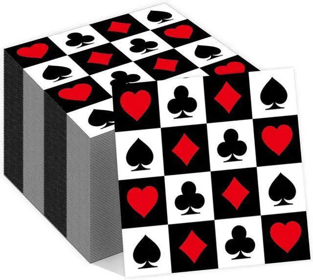 Main image of 40Pcs Casino Poker Card Party Napkins Las Vegas Theme Party Paper Napkins Disposable Party Napkins Set Texas Holdem Paper Luncheon Napkins Casino Poker Card Theme Party Supplies