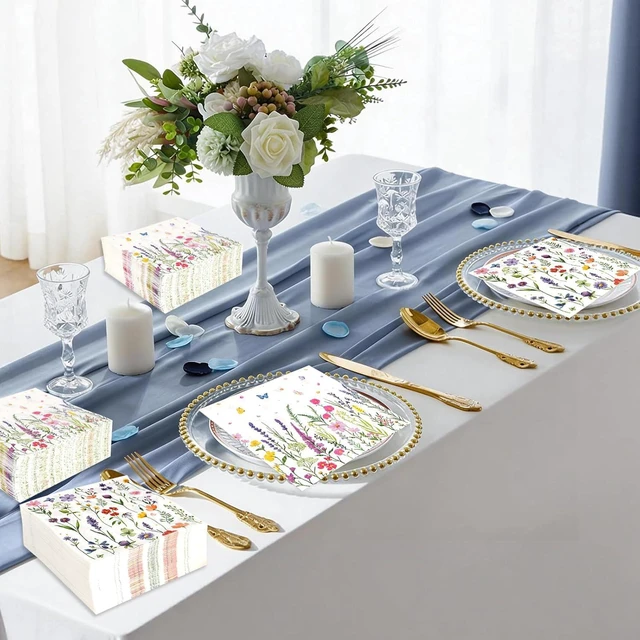 Alt view image 6 of 7 - Floral Paper Napkins, Wildflower Party Napkins 100 Pack, 13 X 13 Inches
