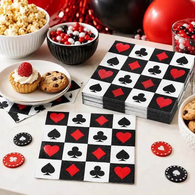 Alt view image 5 of 7 - 40Pcs Casino Poker Card Party Napkins Las Vegas Theme Party Paper Napkins Disposable Party Napkins Set Texas Holdem Paper Luncheon Napkins Casino Poker Card Theme Party Supplies