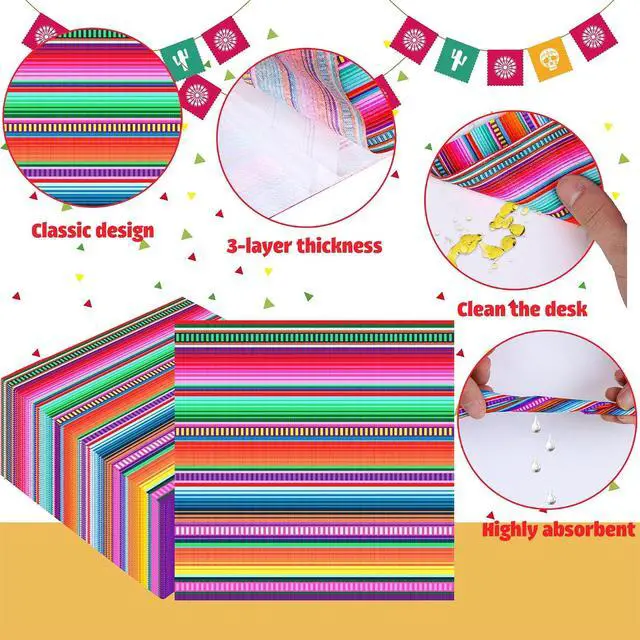 Alt view image 3 of 7 - 50 Pack Mexican Fiesta Cocktail Napkins Mexico Paper Napkin 3-Ply Cinco De Mayo Disposable Party Beverage Napkins for Cinco De Mayo Fiesta Taco Baby Shower Birthday Party Supplies