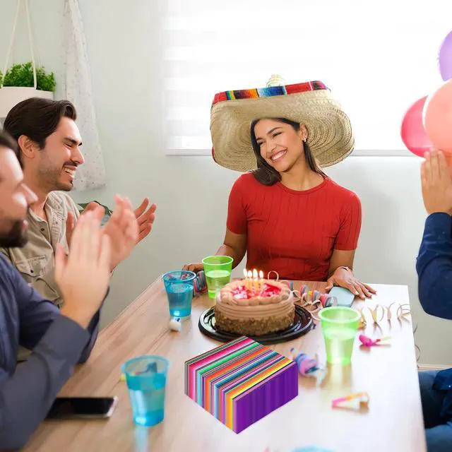 Alt view image 6 of 7 - 50 Pack Mexican Fiesta Cocktail Napkins Mexico Paper Napkin 3-Ply Cinco De Mayo Disposable Party Beverage Napkins for Cinco De Mayo Fiesta Taco Baby Shower Birthday Party Supplies