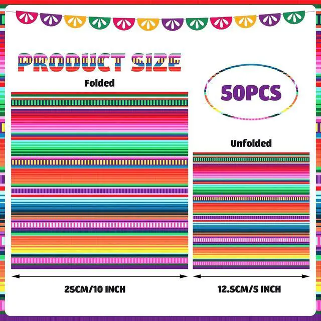 Alt view image 2 of 7 - 50 Pack Mexican Fiesta Cocktail Napkins Mexico Paper Napkin 3-Ply Cinco De Mayo Disposable Party Beverage Napkins for Cinco De Mayo Fiesta Taco Baby Shower Birthday Party Supplies