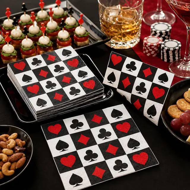 Alt view image 7 of 7 - 40Pcs Casino Poker Card Party Napkins Las Vegas Theme Party Paper Napkins Disposable Party Napkins Set Texas Holdem Paper Luncheon Napkins Casino Poker Card Theme Party Supplies